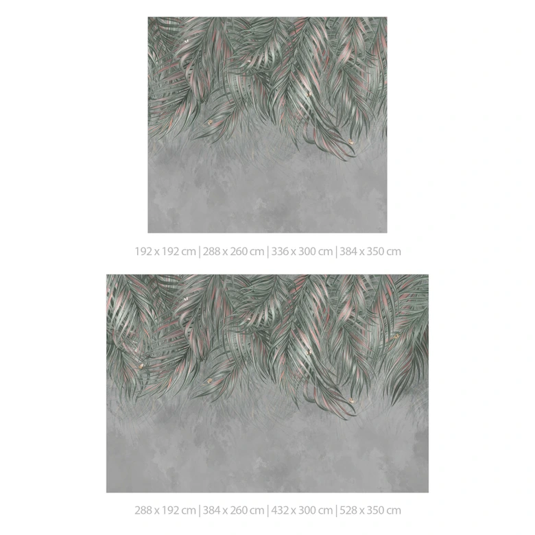 Botanik Fototapete Exotische Palmenblätter Pink-grün - Ms Tiff 