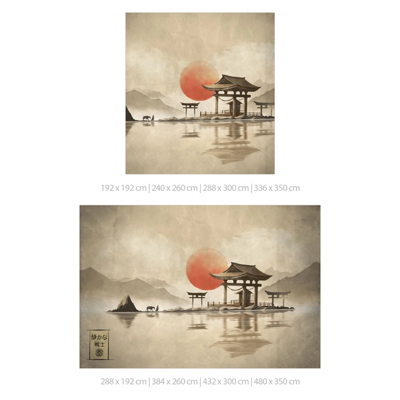 Wall Mural Japanese Temple at Sunrise | Asian Art - Roze 