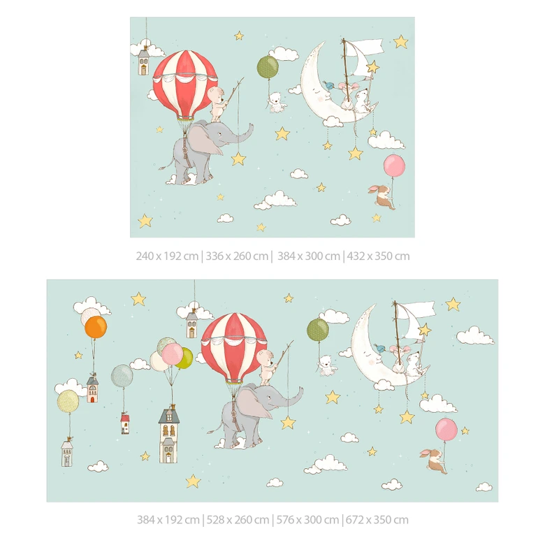 Wall Mural Flying animals with hot air balloon - Skellern 