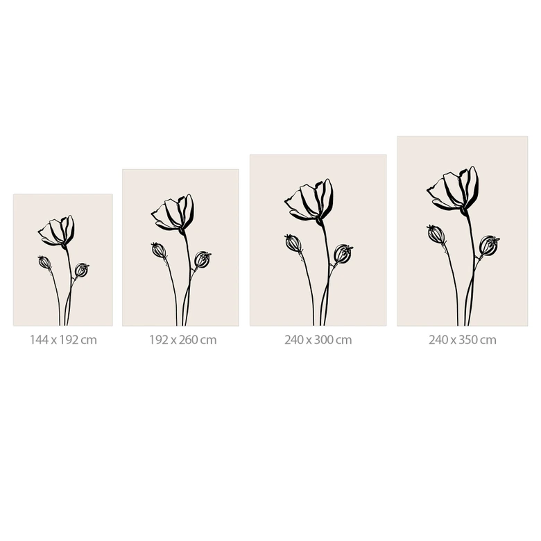 Florale Fototapete Line Art Mohnblume - Cats & Dotz 