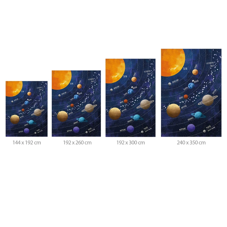 Papier peint système solaire avec planètes et soleil | Papier peint espace pour enfants - Cats & Dotz 