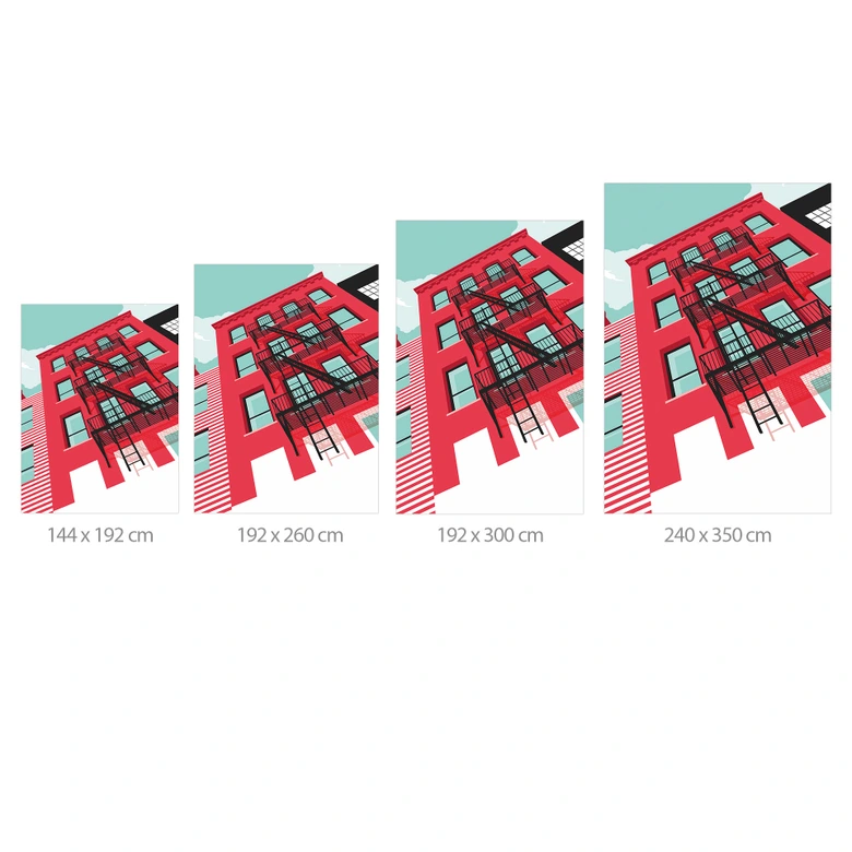 Fototapete Rote Fassade mit Feuertreppe in New York - Heemskerk 