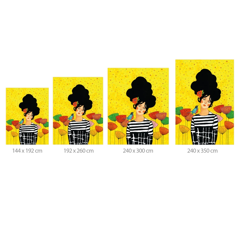 Fototapet Porträtt - Blomsterflicka i sommarträdgård - Hülya 