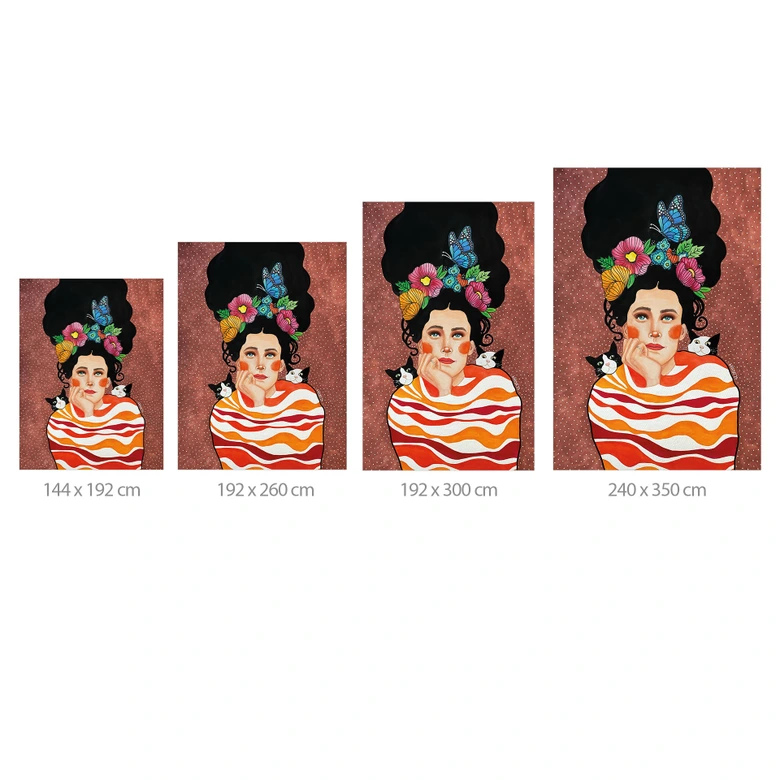 Fotomural Mujer con corona de flores y gatos - Hülya 