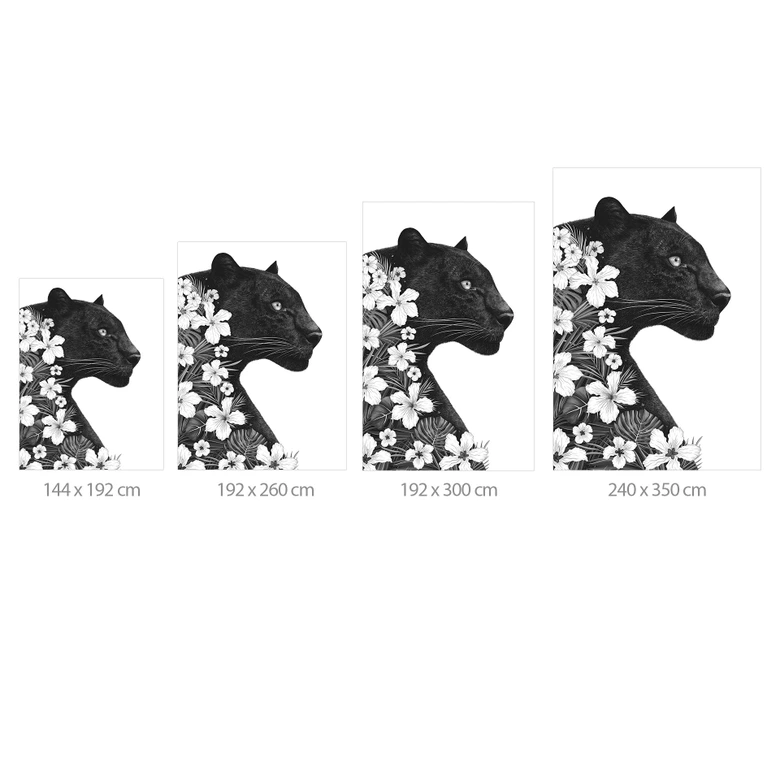 Fototapete Schwarzer Panther mit weißen Blumen - Korenkova 