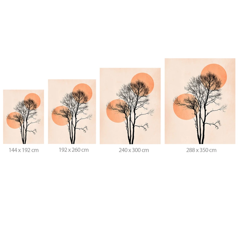 Fototapet Sol og måne i orange - Kubistika 