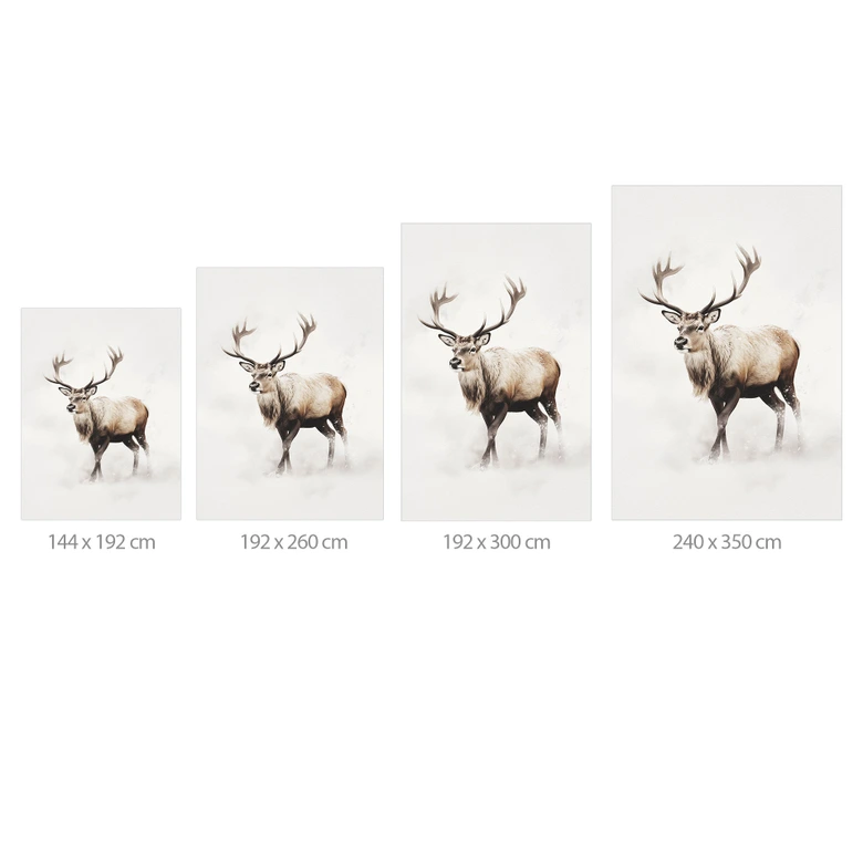 Fototapete Hirsch im weißen Winter | Hirsch Tapete Winter Deko - Magnusson 