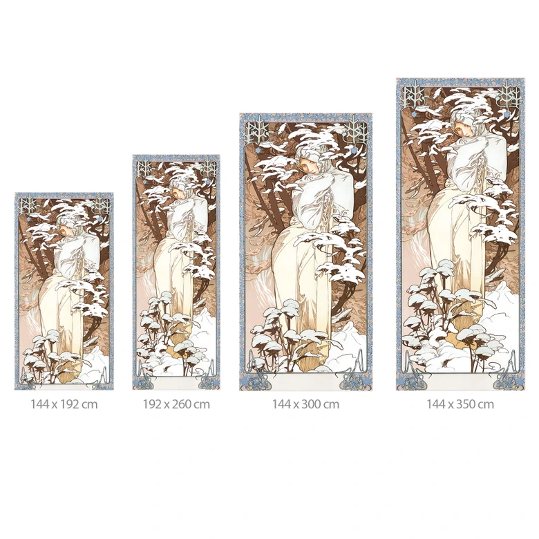 Wall Mural Seasons: Winter 1900 | Art for the living room - Mucha 