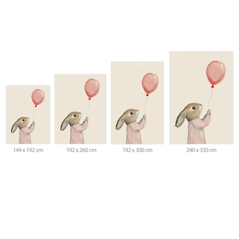 Fototapete Süßer Hase mit Luftballon | Kinderzimmer Tapete - Treechild 