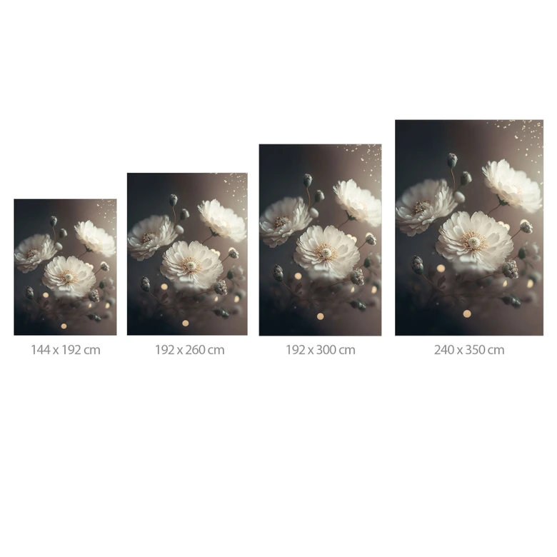 Fototapete Blumentapete Weiße Blumen mit Goldstaub - Treechild 