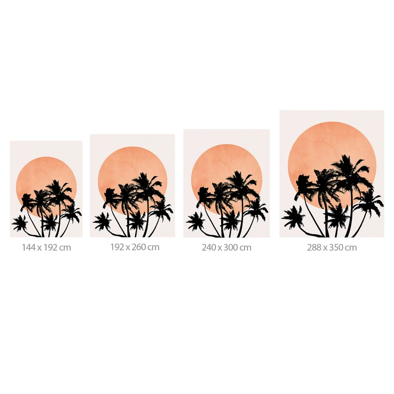 Wall Mural Palm trees in front of the orange sun - Kubistika 