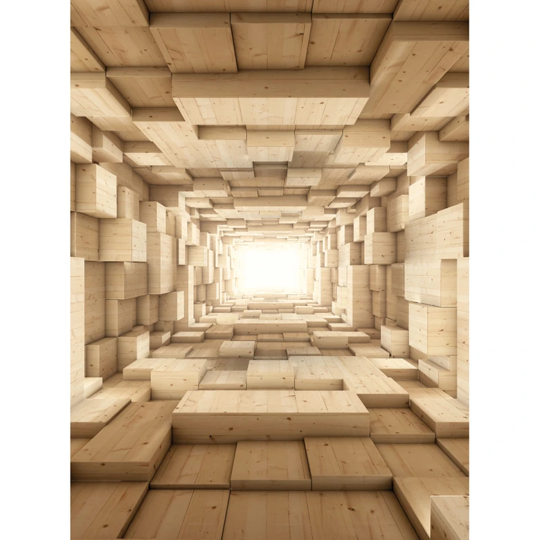 3D Fototapete Holz - Tunnel 
