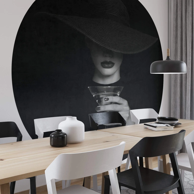 Papier peint photo rond Refat - Un verre de martini - papier peint intissé/papier peint intissé autocollant 