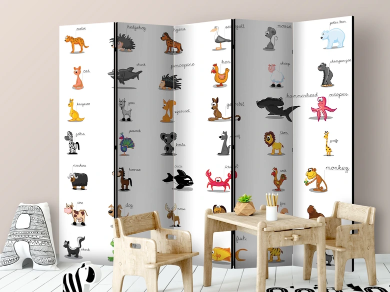Paravent Séparation de pièce - Apprentissage joyeux, 3 pièces 