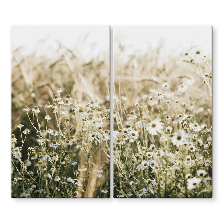 Stove cover plate for the kitchen - Summer meadow with camomile - Annie 