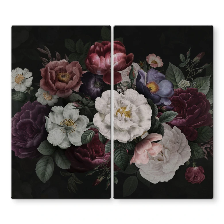 Piastra coprifornello: natura morta di fiori in stile Redouté - Bloomery Decor 