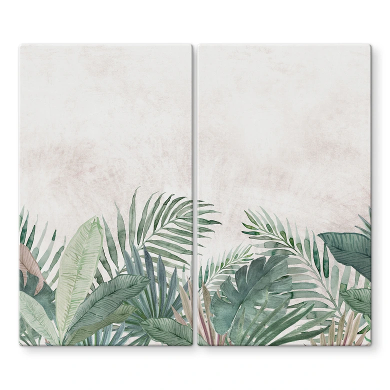 Herdabdeckplatte Dschungel-Blätter Grün Aquarell - Bloomery Decor 