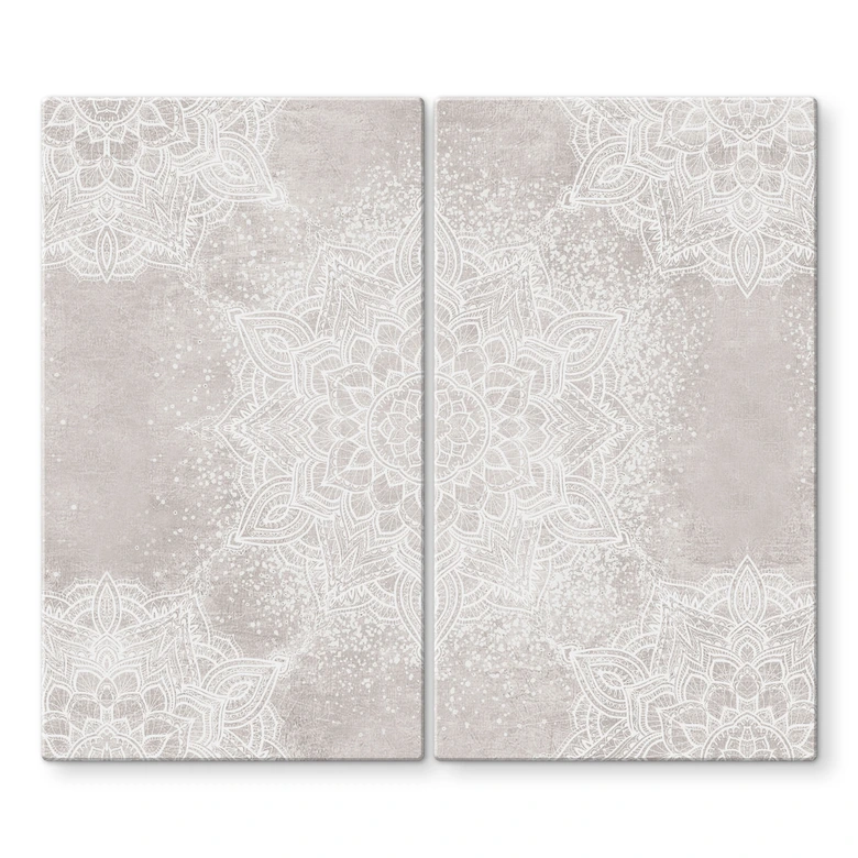 Kogeplade Blid mandala på grå-beige - Bloomery Decor 
