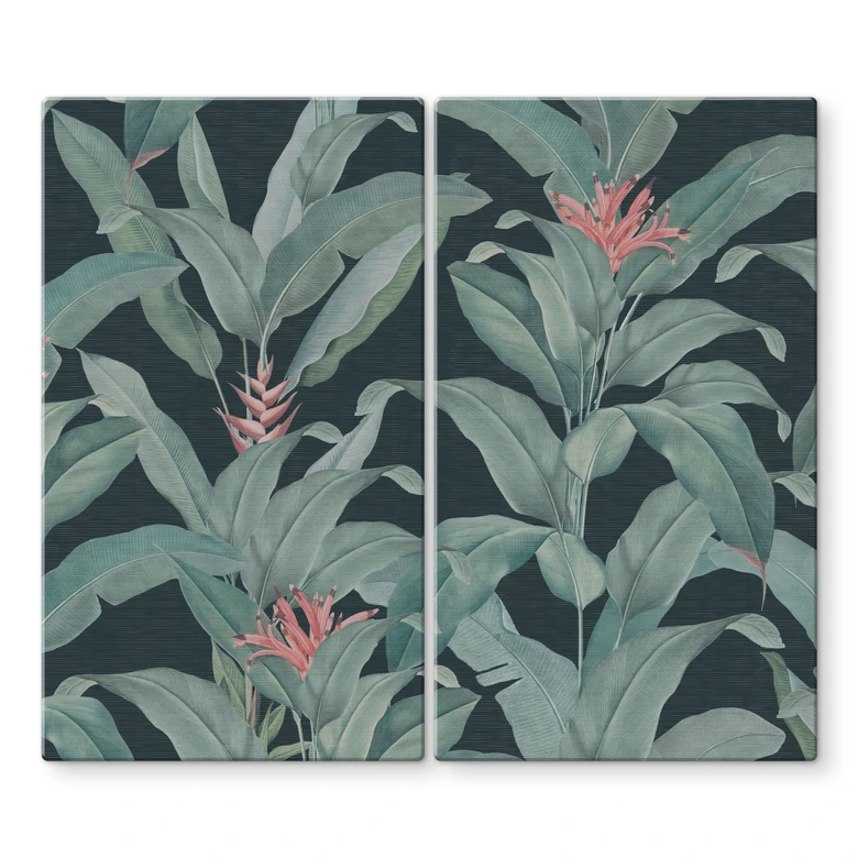 Herdabdeckplatte Urban Jungle Tropenblätter Grün - Bloomery Decor 