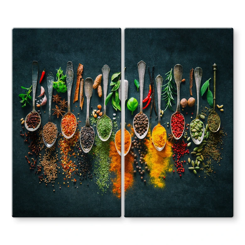 Stove cover plate Colorful variety of spices 