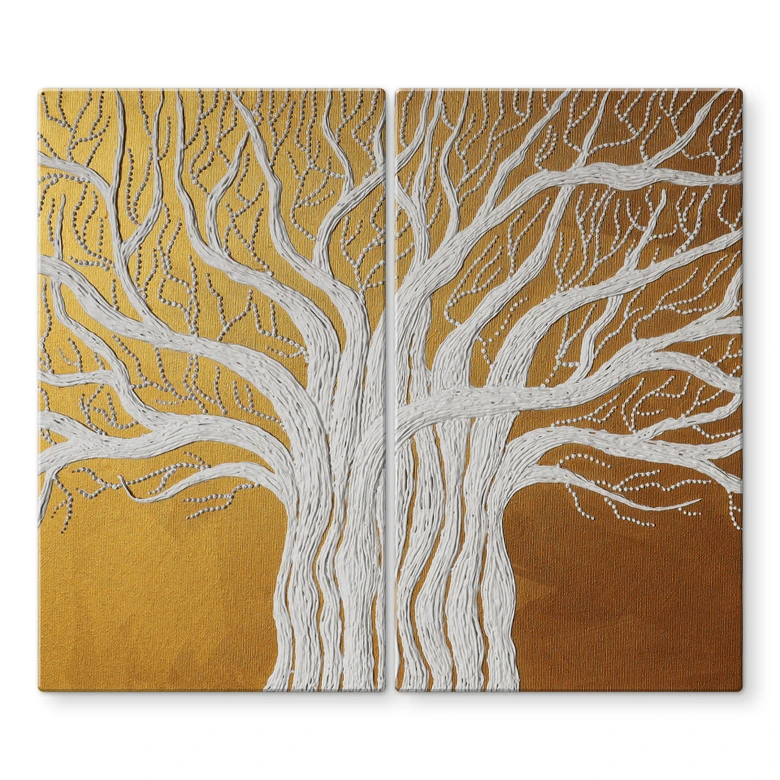 Stove cover plate white tree of life abstract - Grande 