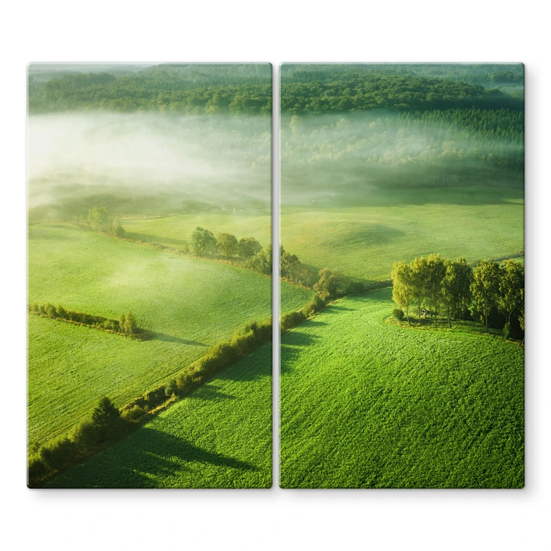 Herdabdeckplatte Idyllische Felder im Nebel - Keller 