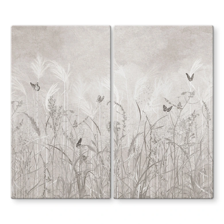 Herdabdeckplatte Wildblumenwiese mit Schmetterlingen im skandinavischen Design - Ms Tiff 