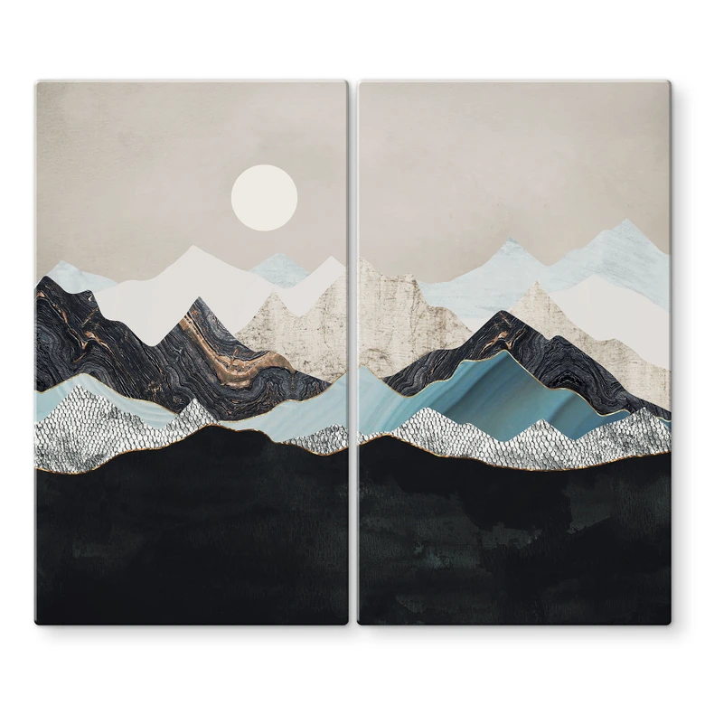 Herdabdeckplatte Ruhige Berglandschaft in der Dämmerung - SpaceFrog Designs 