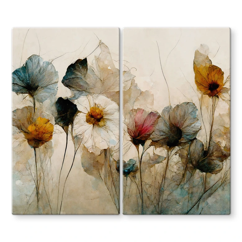 Bouquet of dried flowers stove cover plate - Treechild 