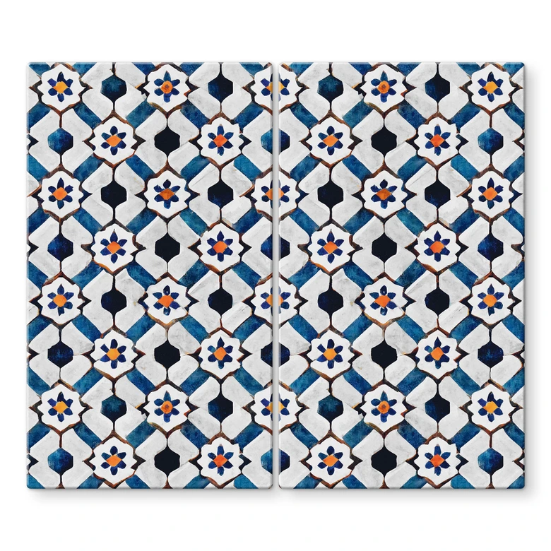 Herdabdeckplatte Geometrisches Muster mit Blumen - Treechild 