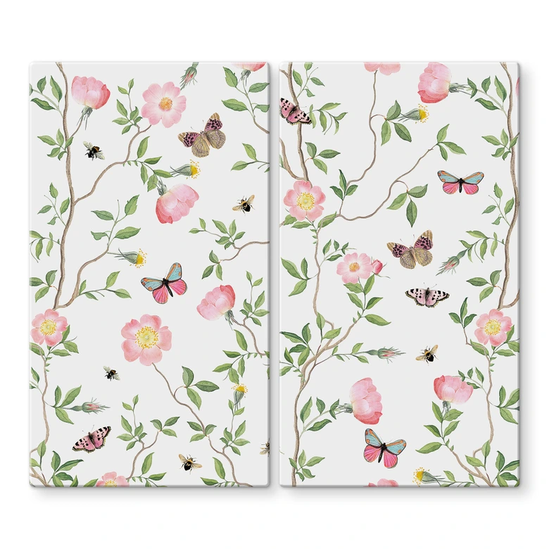 Stove cover plate Pink Christmas roses in spring - UN Designs 