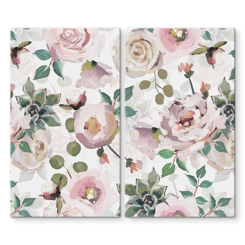 Herdabdeckplatte UN Designs - Blumen im Gemälde Stil 