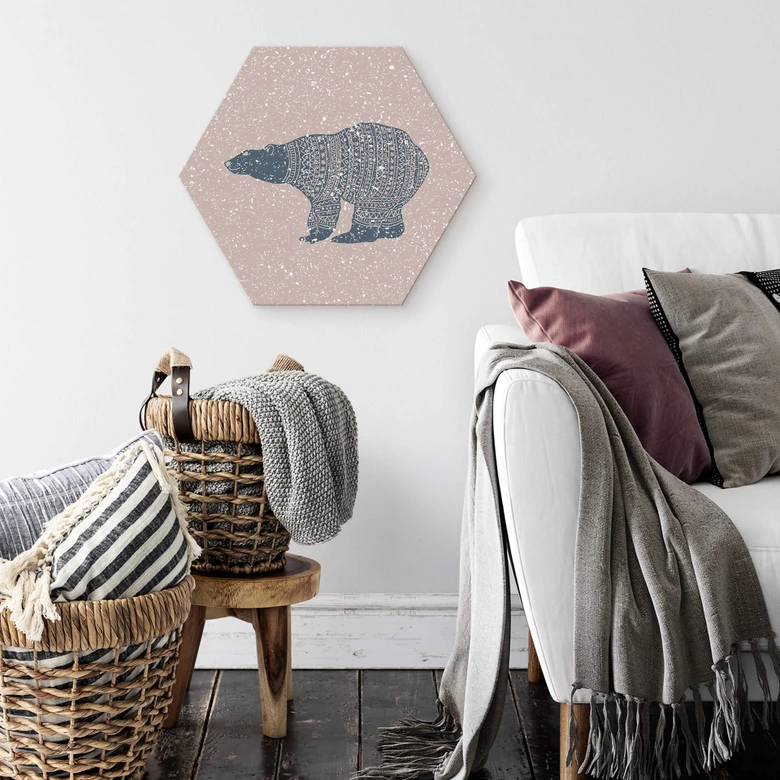 Hexagon - Alu-Dibond Polarbär Blau 