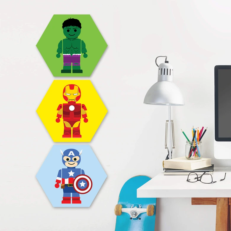 Hexagon - Alu-Dibond Gomes - Captain America Spielzeug 