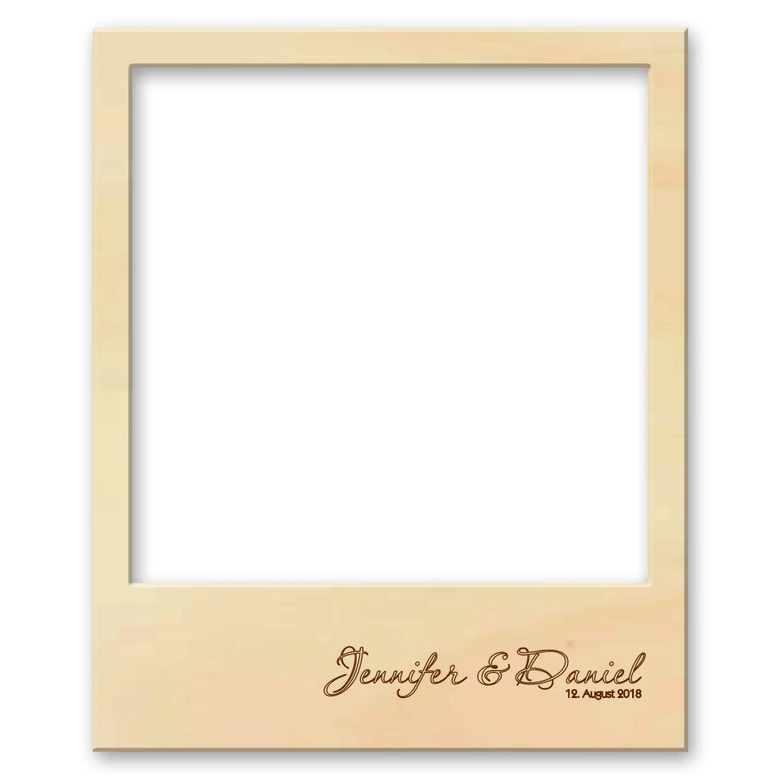 Holzdeko Pappel - Fotorahmen Polaroid mit Wunschtext Gravur 