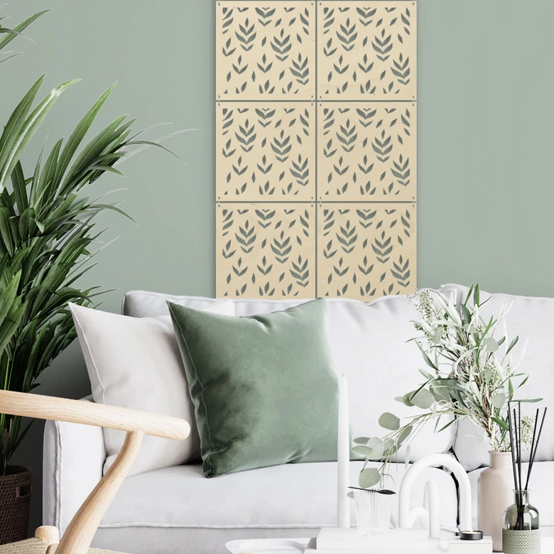 Separador de ambientes de madera Hojas florales - Álamo 