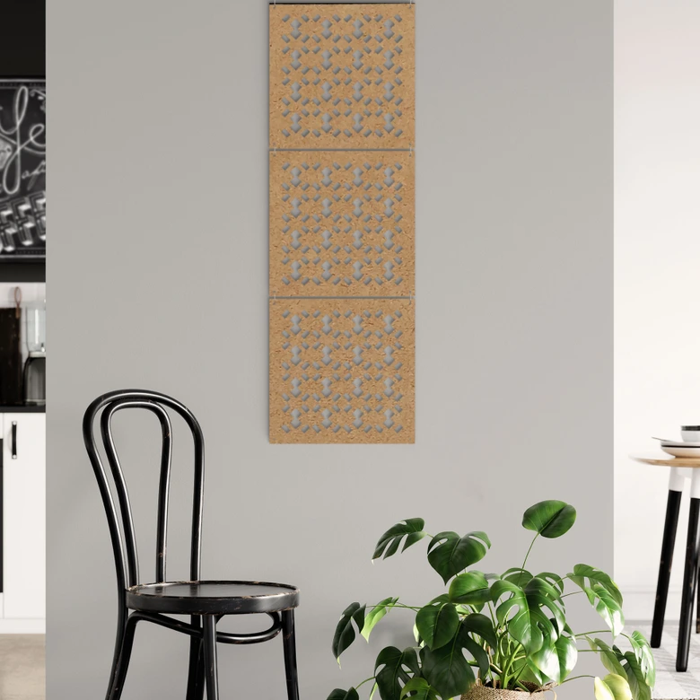 Séparation de pièce, cloison motif géométrique - MDF aspect naturel 