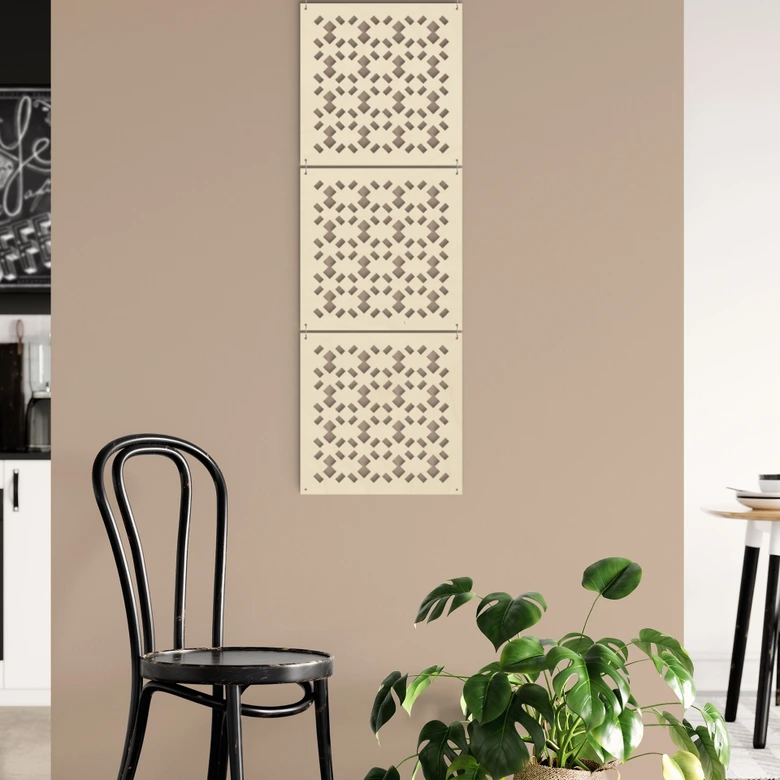 Séparation de pièce, cloison motif géométrique - bois de peuplier 