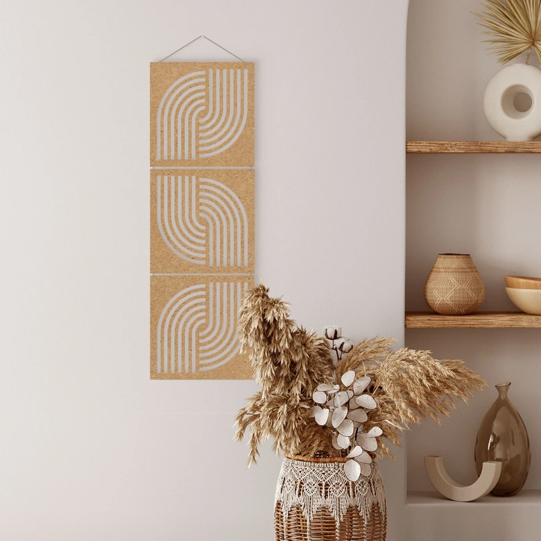 Séparation de pièce, cloison arc-en-ciel - MDF aspect naturel 