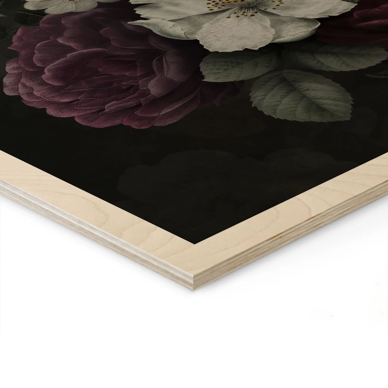 Holzbild Blumen Stillleben im Redouté-Stil - Bloomery Decor 