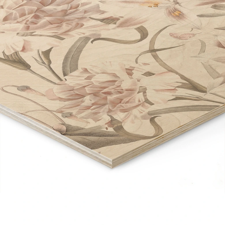 Tableau sur bois Prairie florale en rose clair - Décorations Bloomery 