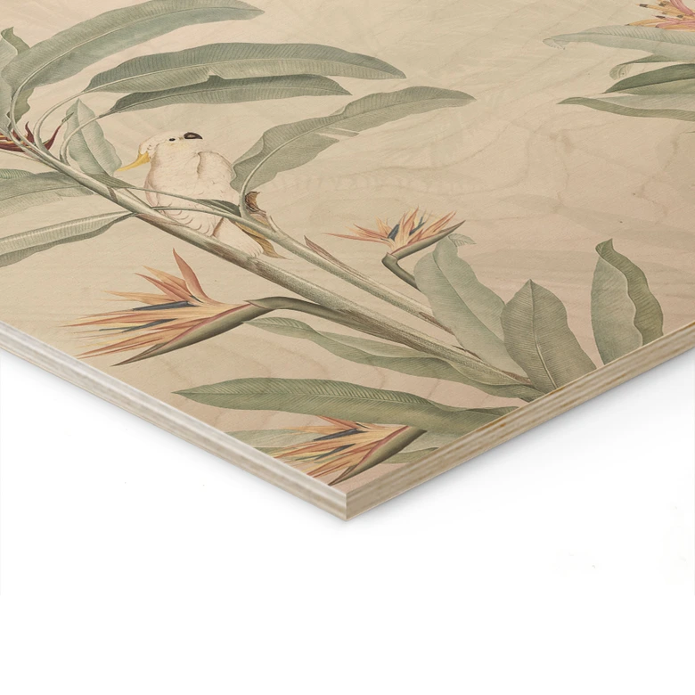 Holzbild Tropischer Wald mit Kakadus - Bloomery Decor 
