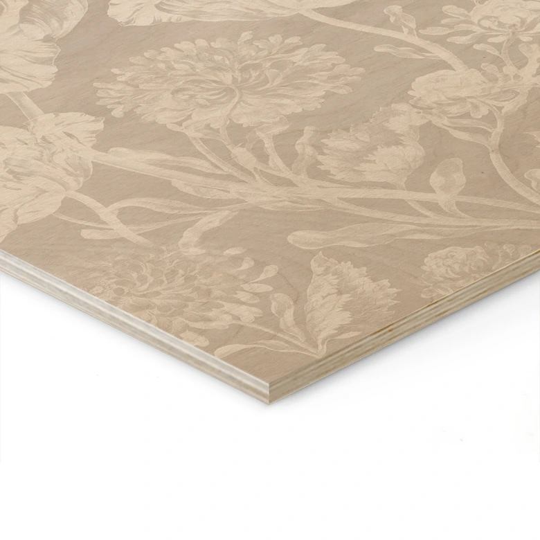 Obraz drewniany kwiaty w kolorze kredowego beżu - Bloomery Decor 