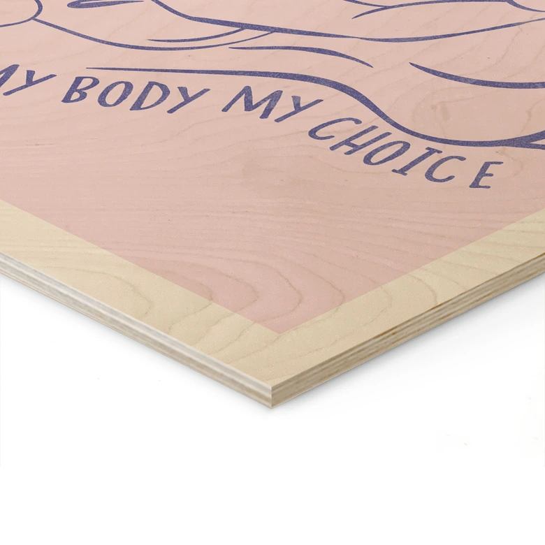 Tableau sur bois Body Positivity - Line Art Floral 