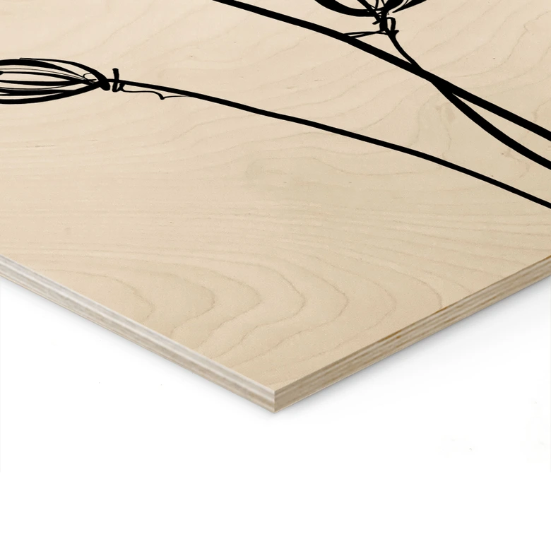 Holzbild Line Art Mohnblume - Cats & Dotz 