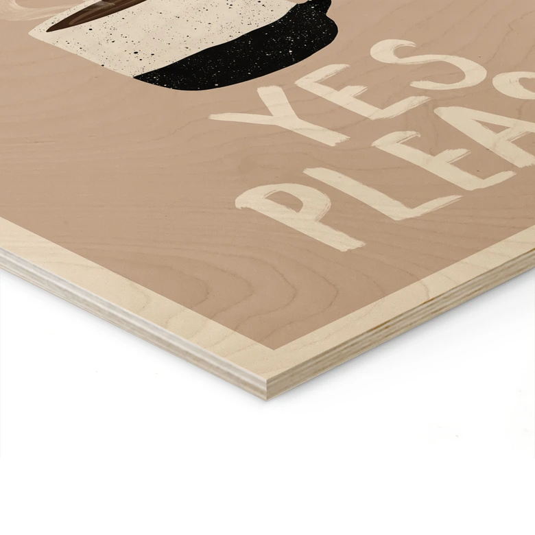 Houten Wanddecoratie Heet kopje koffie in de ochtend - EMELIEmaria 