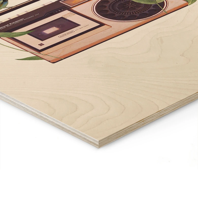 Holzbild Retro Radio floral - Frida Floral Studio 