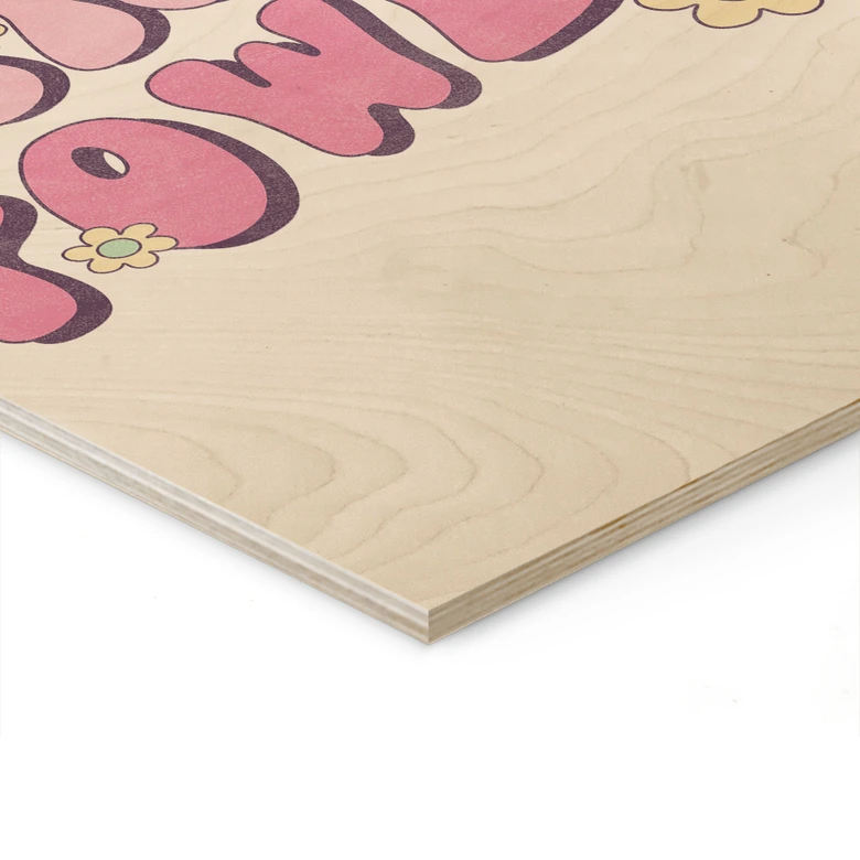 Holzbild Girl Power Retro Schriftzug Lila 