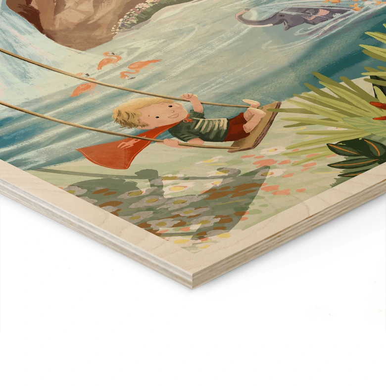 Holzbild Schaukeln in der Natur-Oase - Goed Blauw 