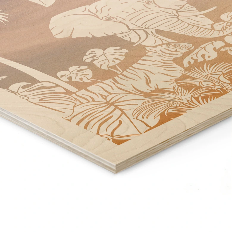 Holzbild Dschungelparadies mit Wildtieren - Ombre - Kikki Belle 